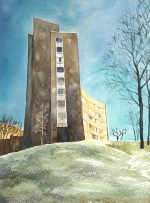 Solkatter och första frosten, akvarell solkatter_frost_25x33cm