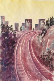 Tvärbanan, förr, akvarell 35x50cm